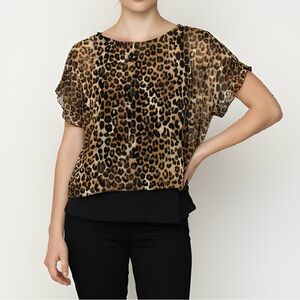 Express Animal Print Blouse - Brown and Black